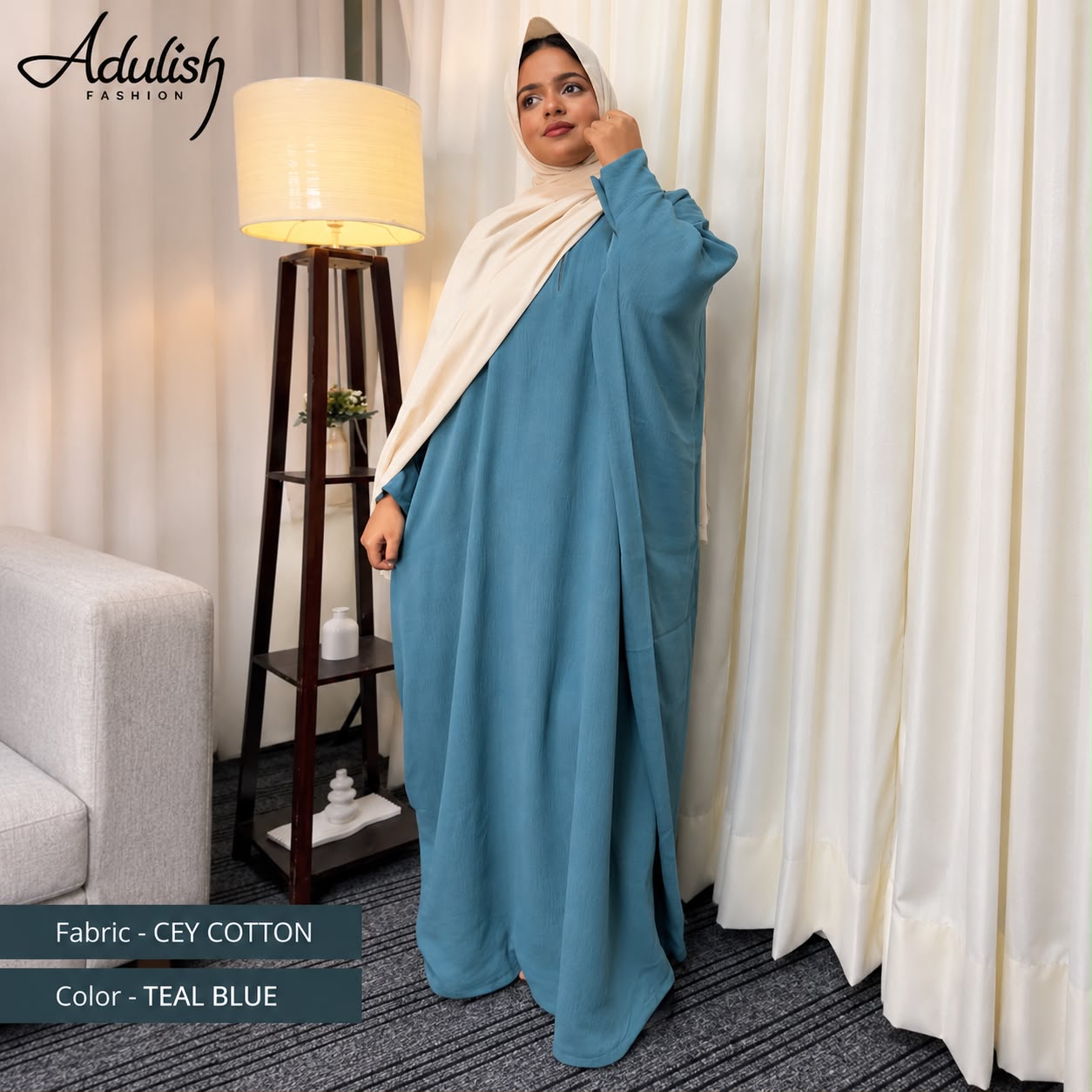 Adulish Cotton Farasha Teal - Image 2