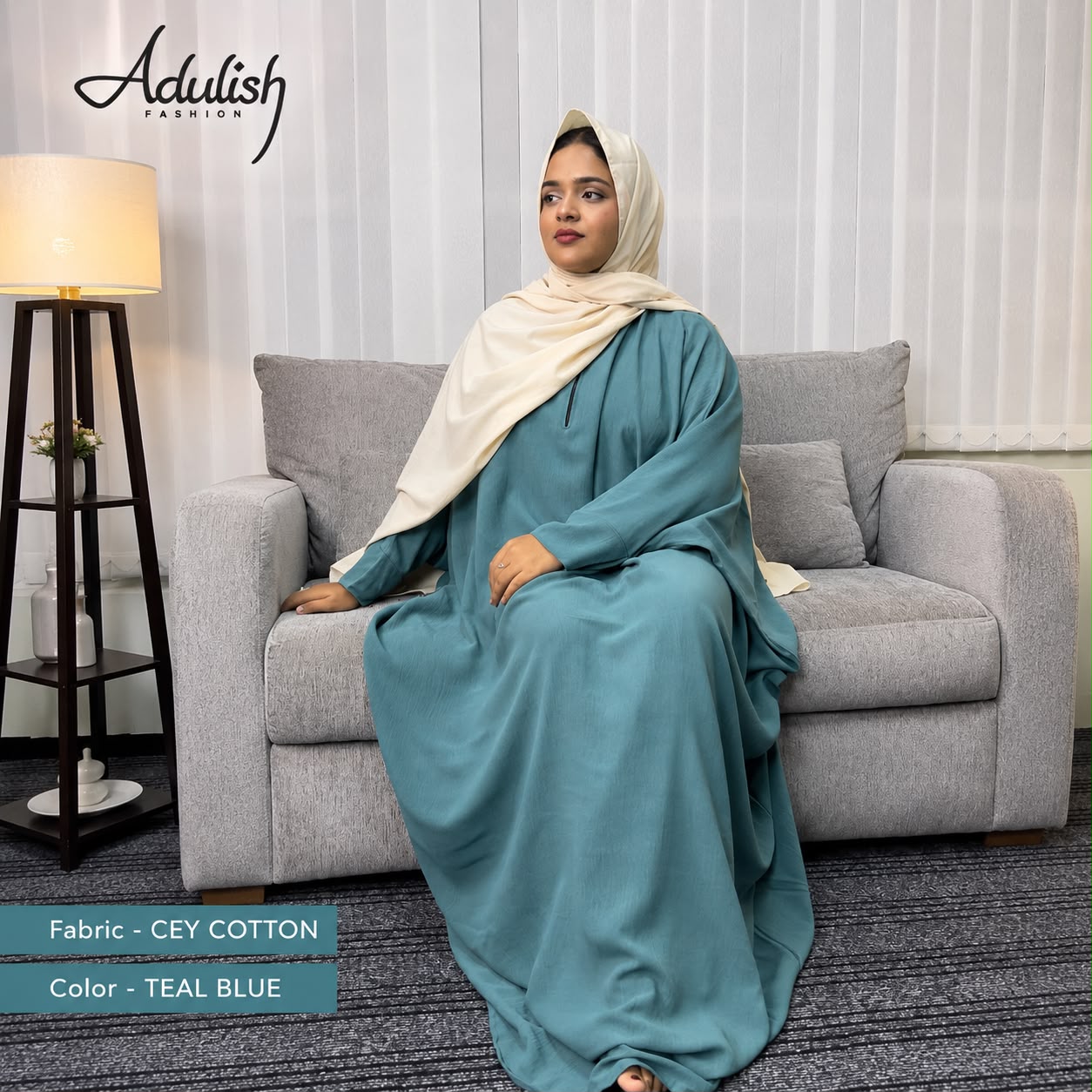Adulish Cotton Farasha Teal - Image 3