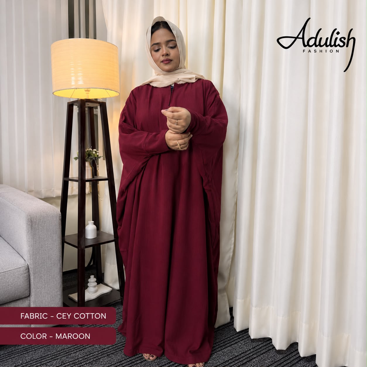 Adulish Cotton Farasha Maroon - Image 3