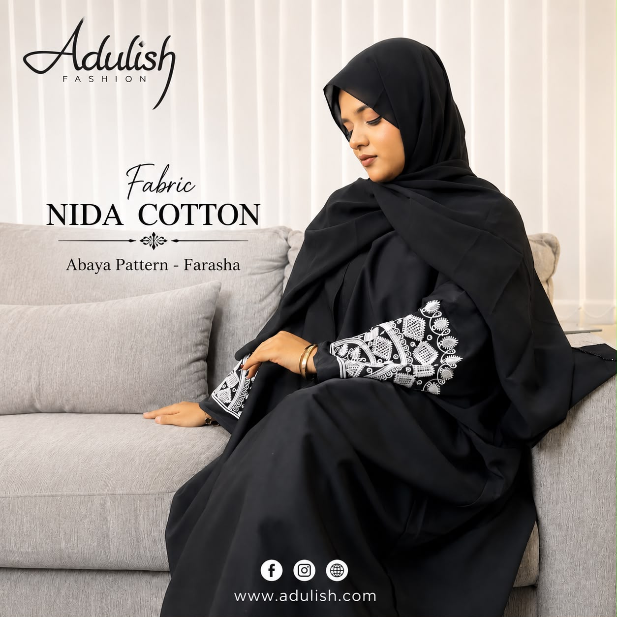 Silver Noor Emarati Abaya - Image 2