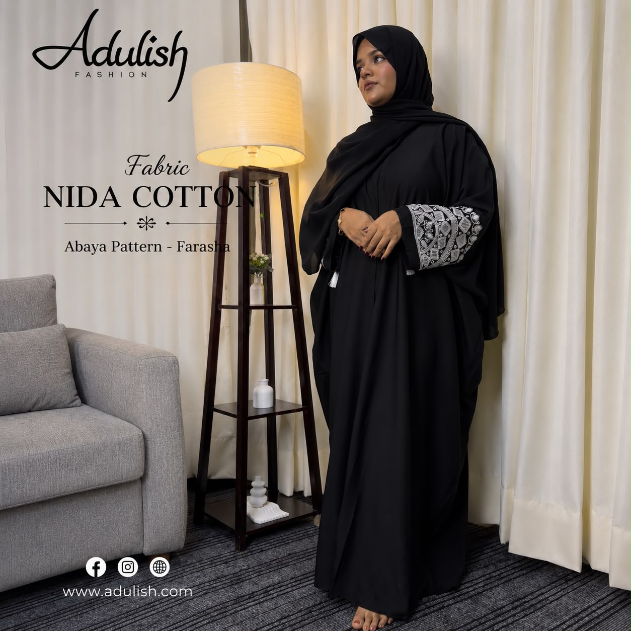 Silver Noor Emarati Abaya - Image 4