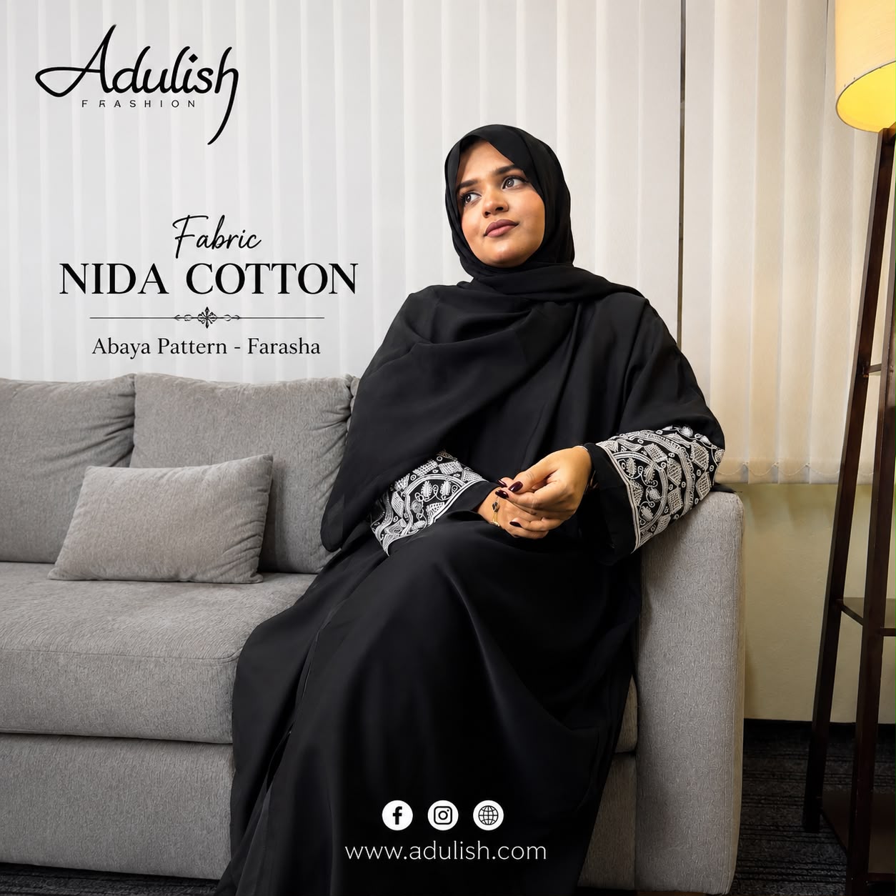 Silver Noor Emarati Abaya - Image 3
