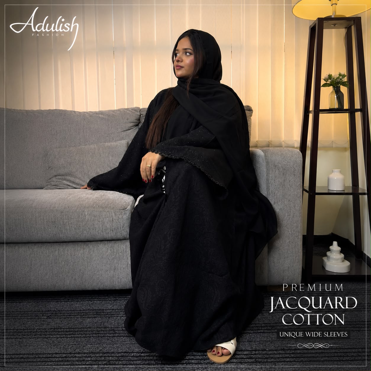 Jacqurd Black Emarati Abaya - Image 5