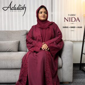 Rose Maroon Dubai Abaya