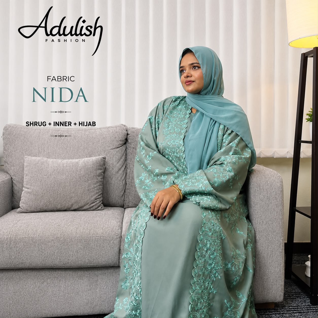 Floral Mint Dubai Abaya - Image 2