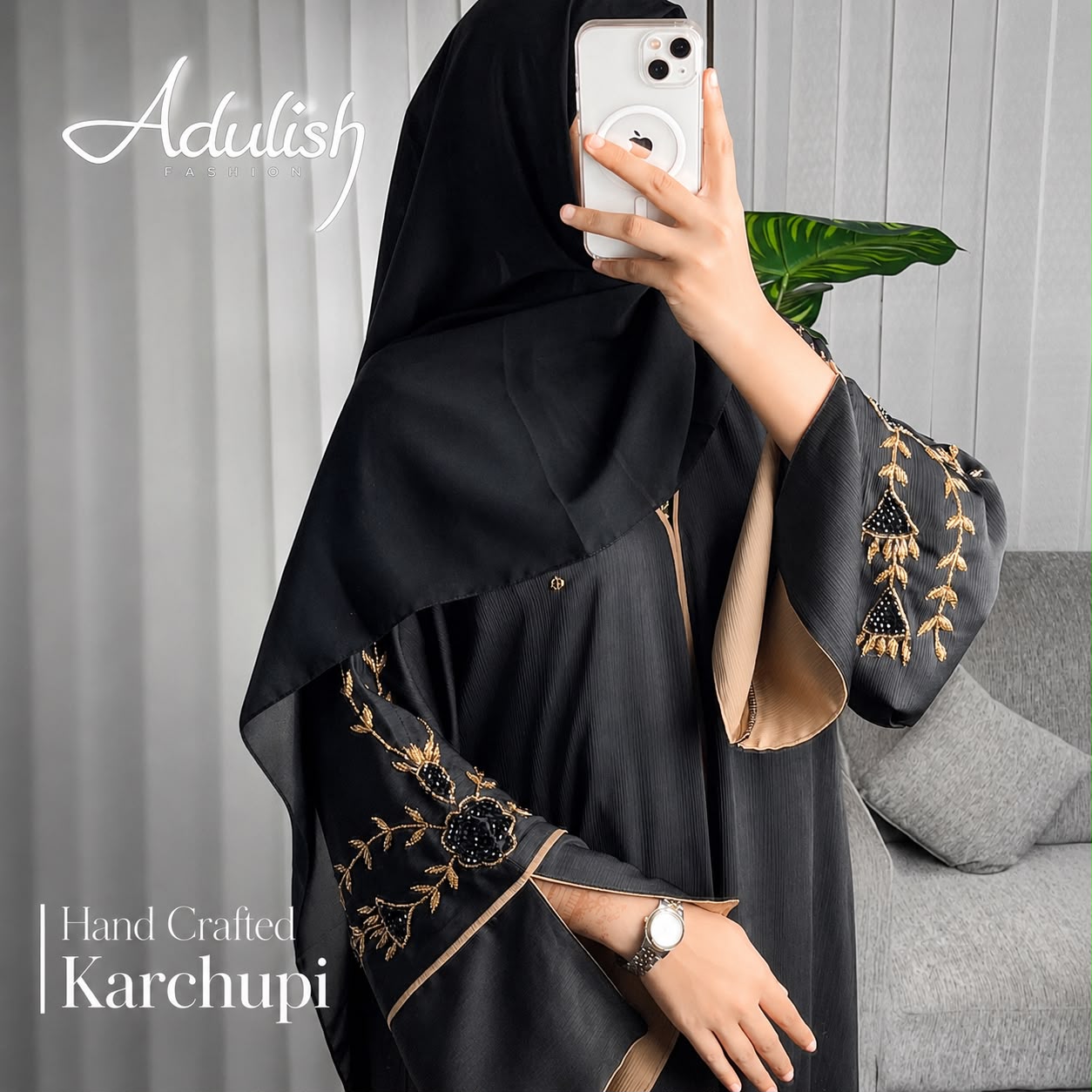 Amani Gold Karchupi Abaya - Image 2