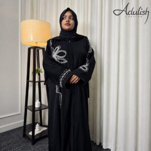 Silver Ribbon Karchupi Abaya