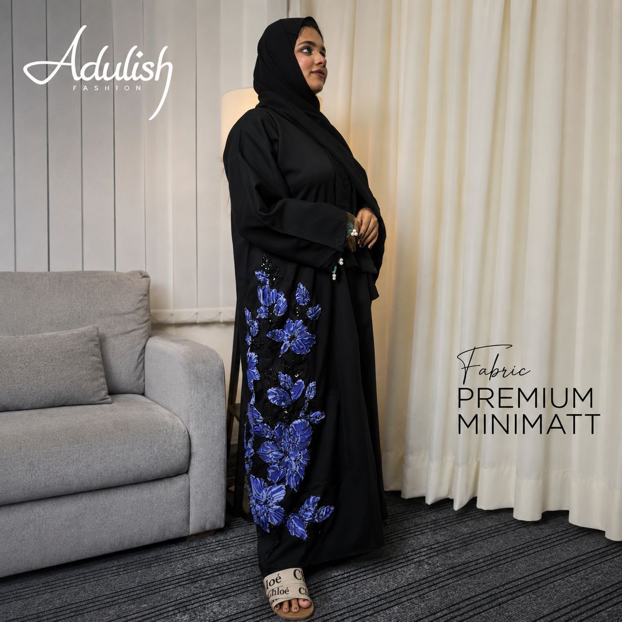 Blue Orchid Emirati Abaya - Image 3