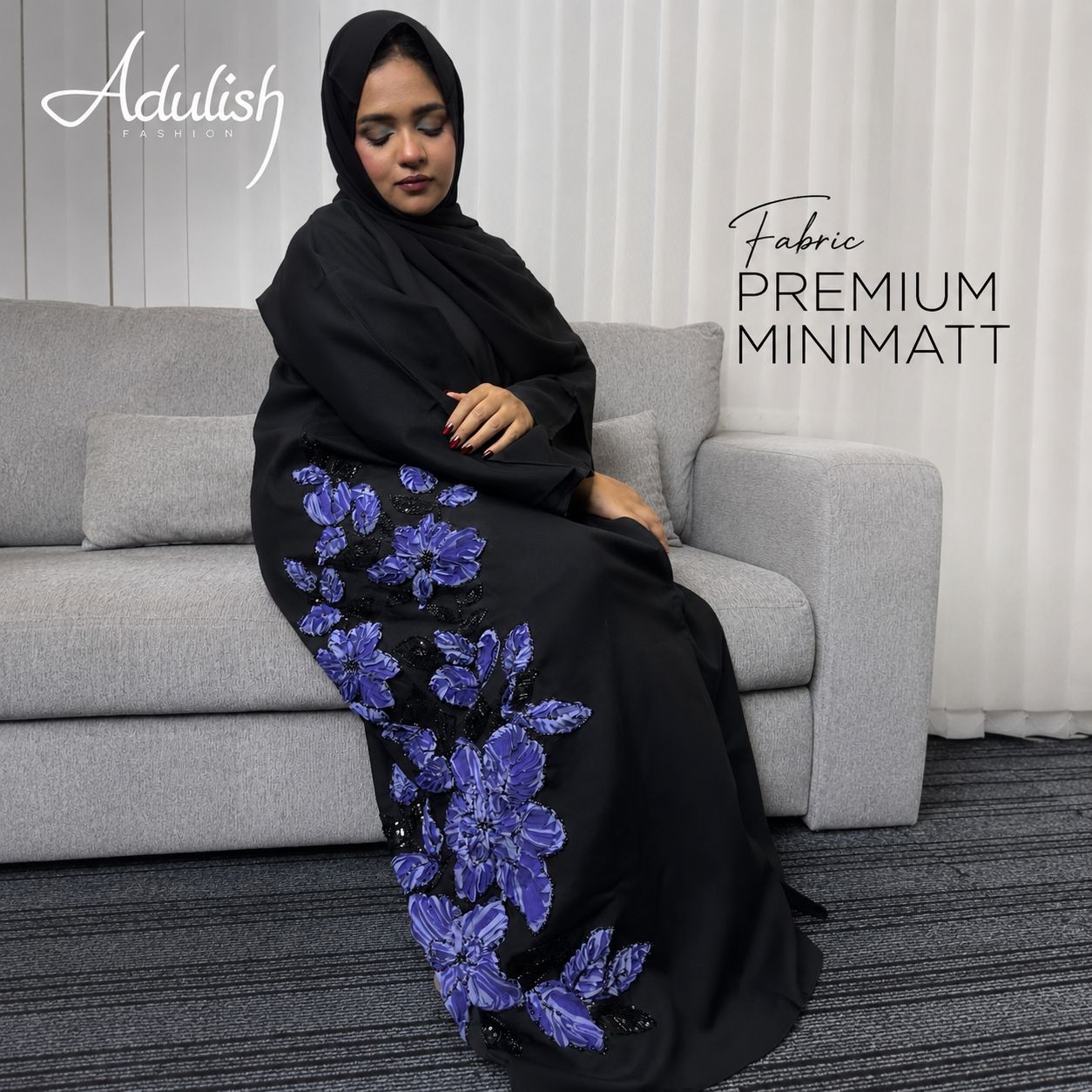 Blue Orchid Emirati Abaya - Image 2