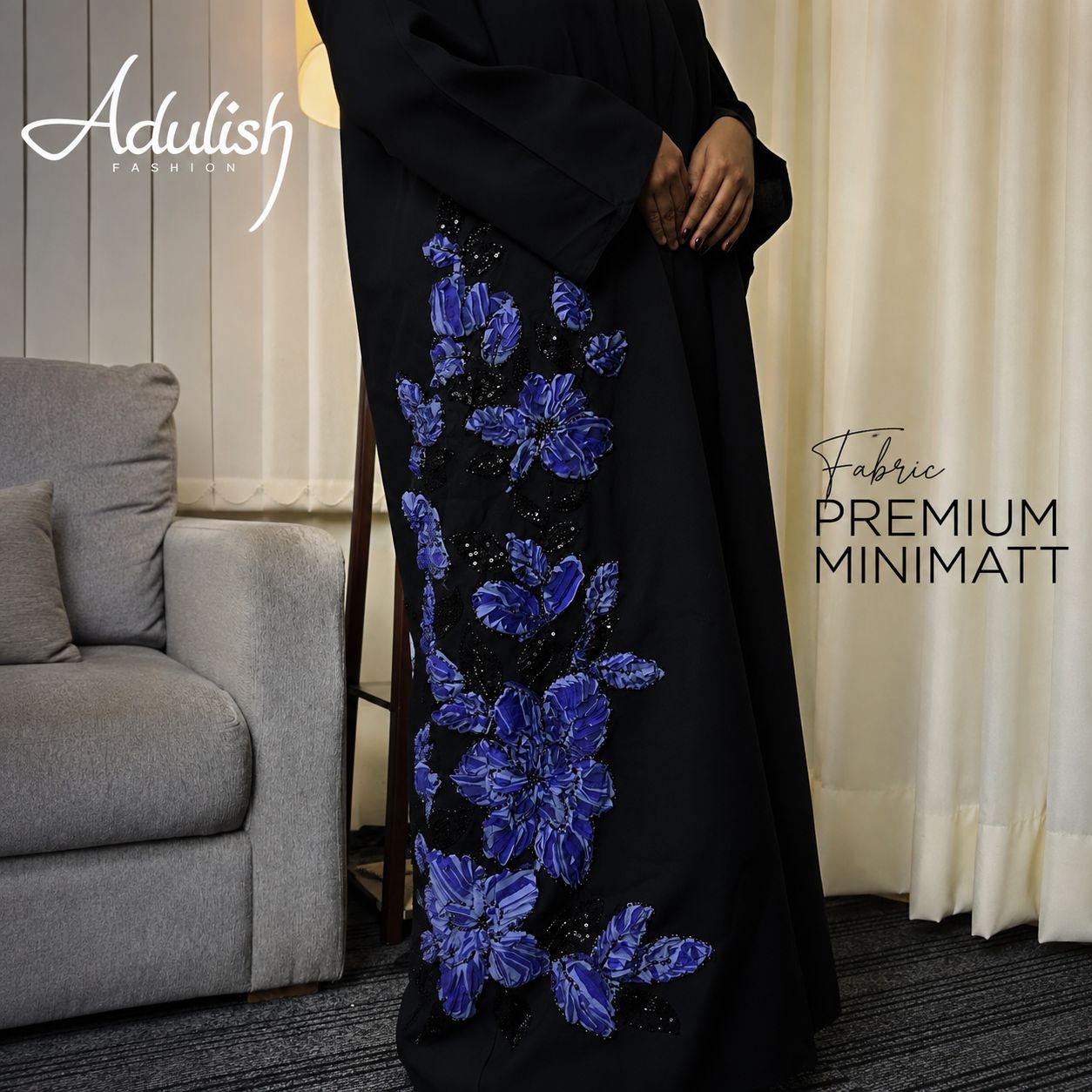 Blue Orchid Emirati Abaya - Image 4