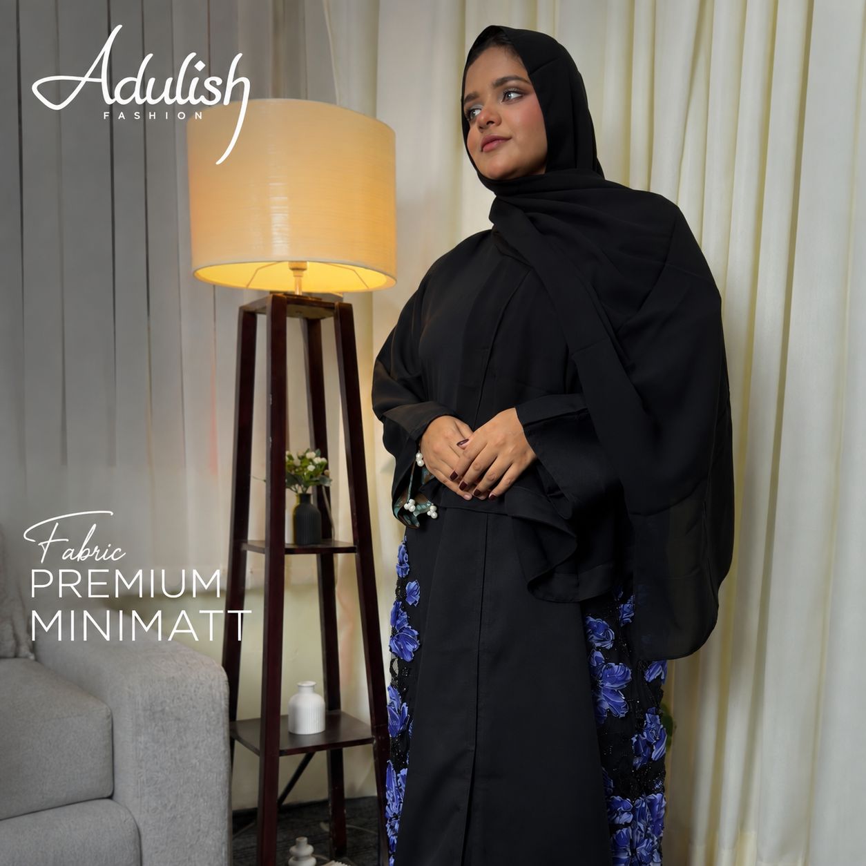 Blue Orchid Emirati Abaya