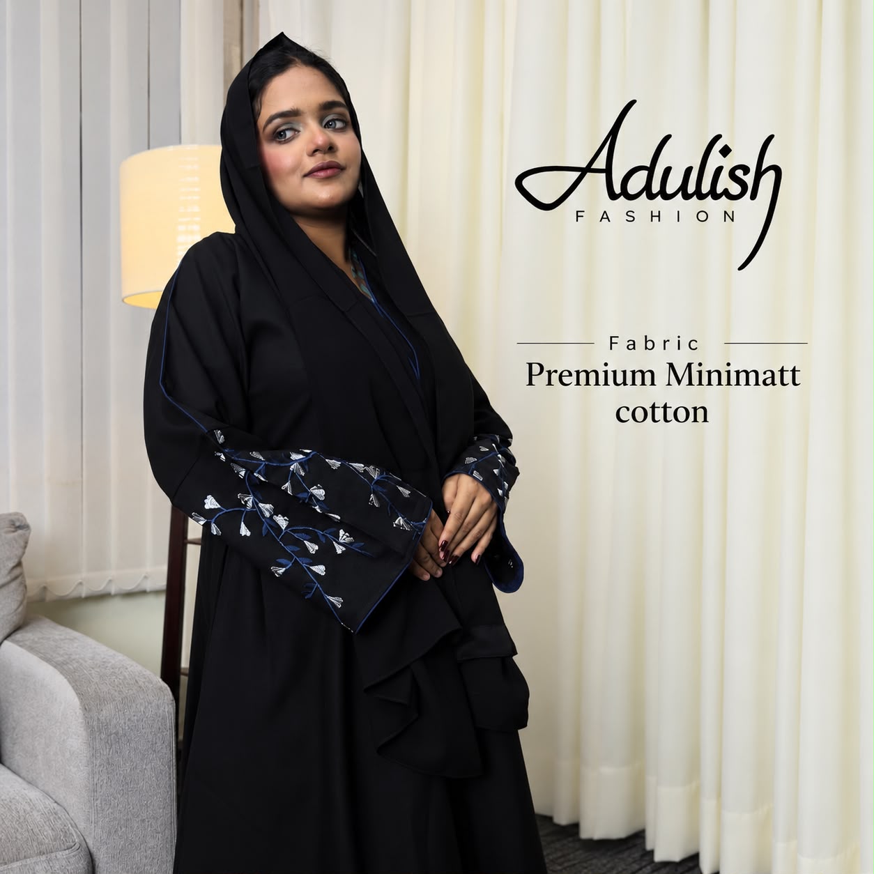 Minimatt Embroidery Saudi Abaya - Image 2