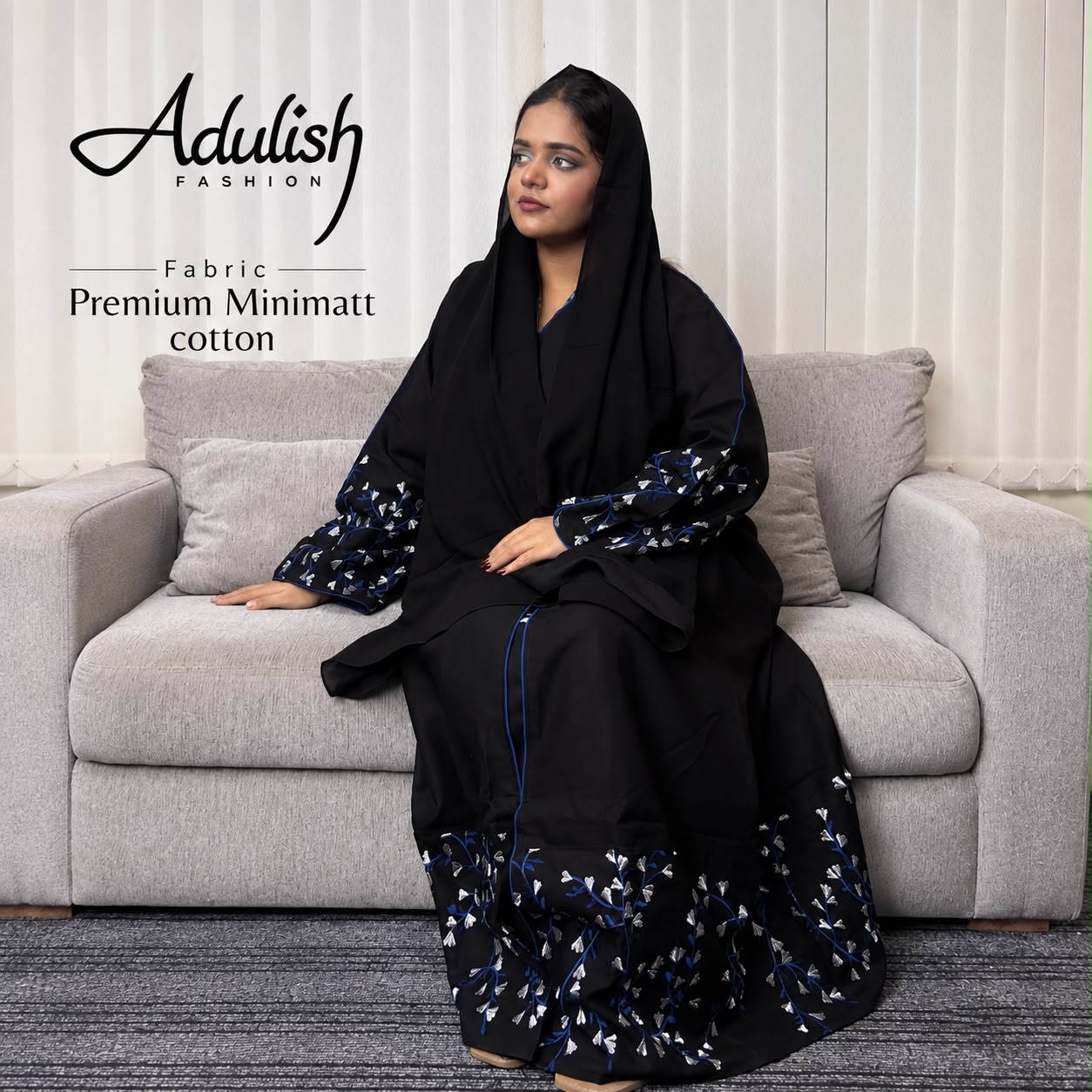 Minimatt Embroidery Saudi Abaya - Image 3