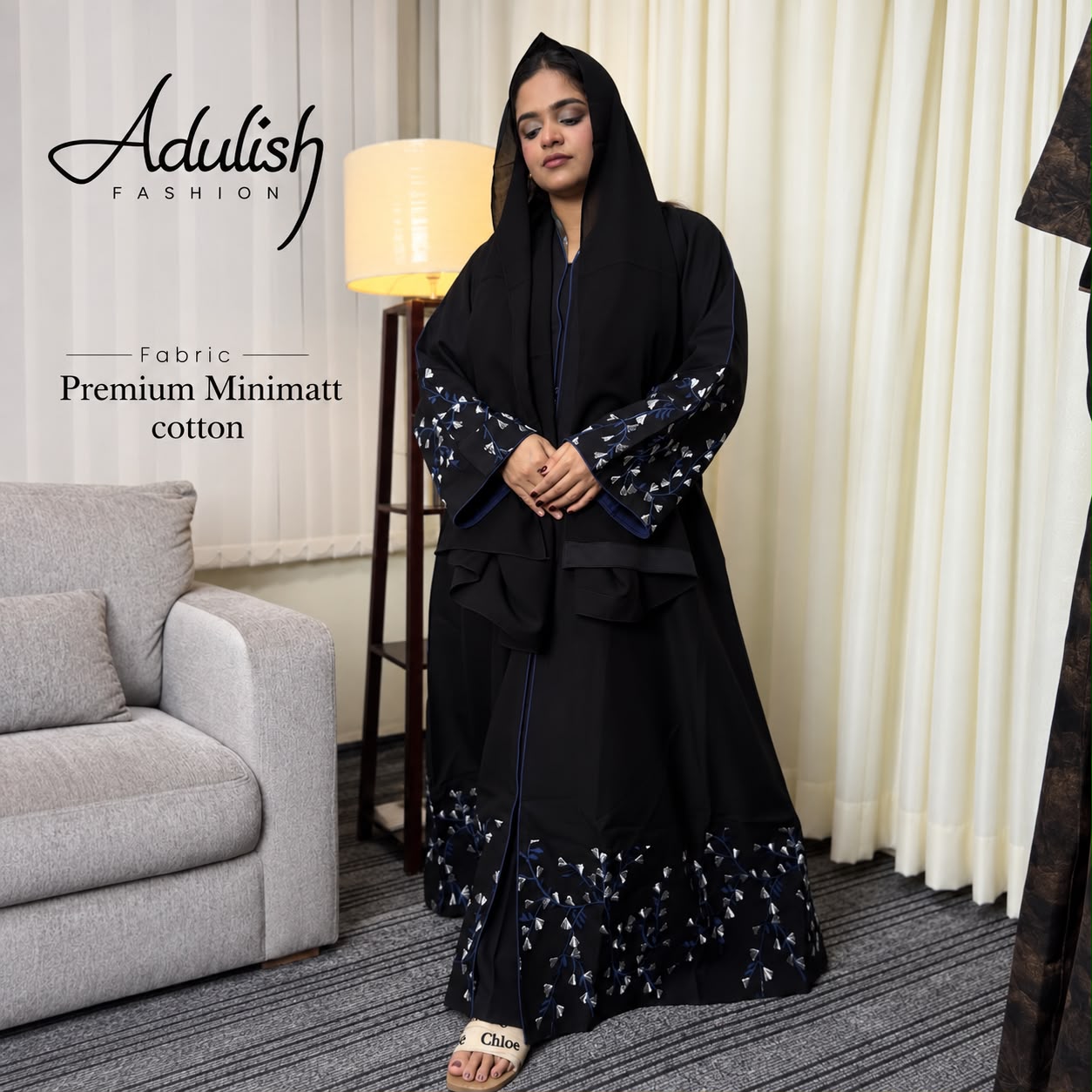 Minimatt Embroidery Saudi Abaya